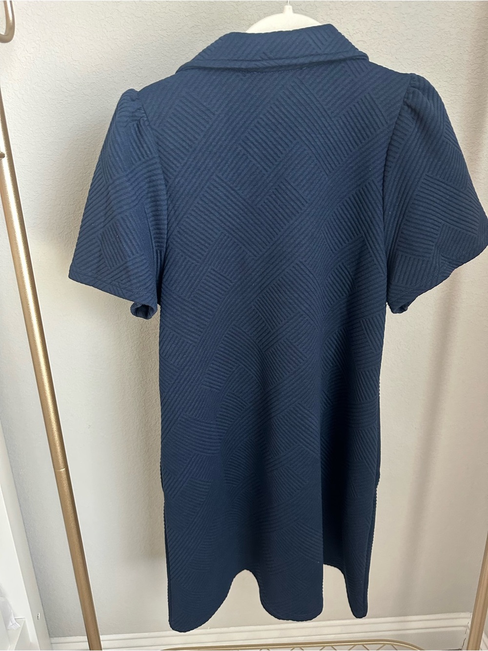 See & be seen Navy Textured Polo Tunic Dress - Picture 3 of 4